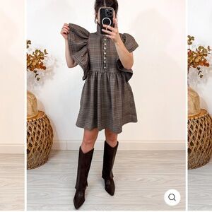 BUCKETLIST Plaid Mini Dress - Black and Gray